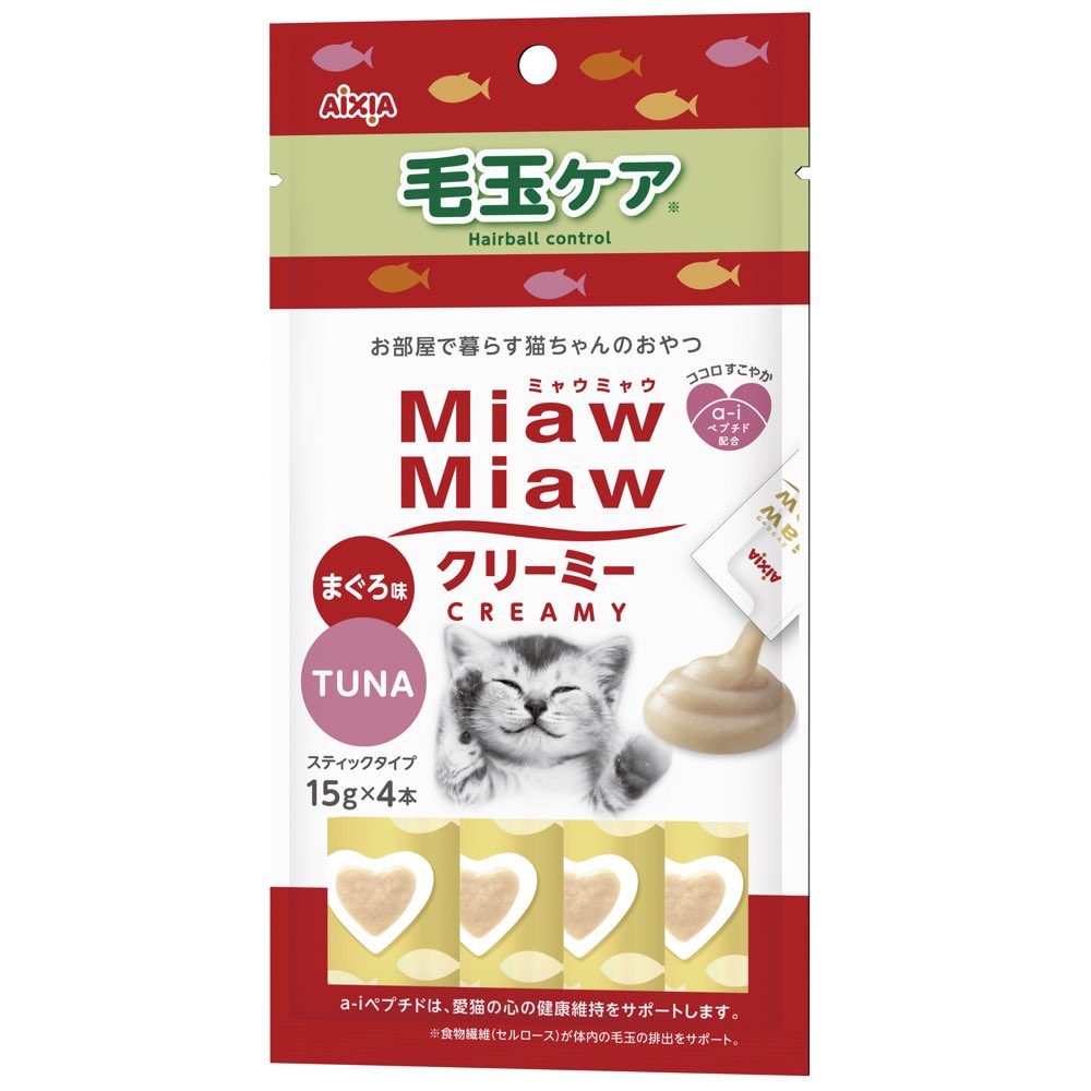 4 FOR $11: Aixia Miaw Miaw Creamy Tuna Hairball Control Liquid Cat Treats 60g