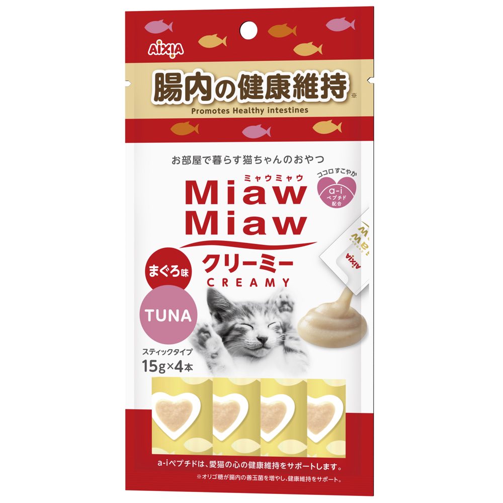 4 FOR $11: Aixia Miaw Miaw Creamy Tuna Healthy Intestine Liquid Cat Treats 60g