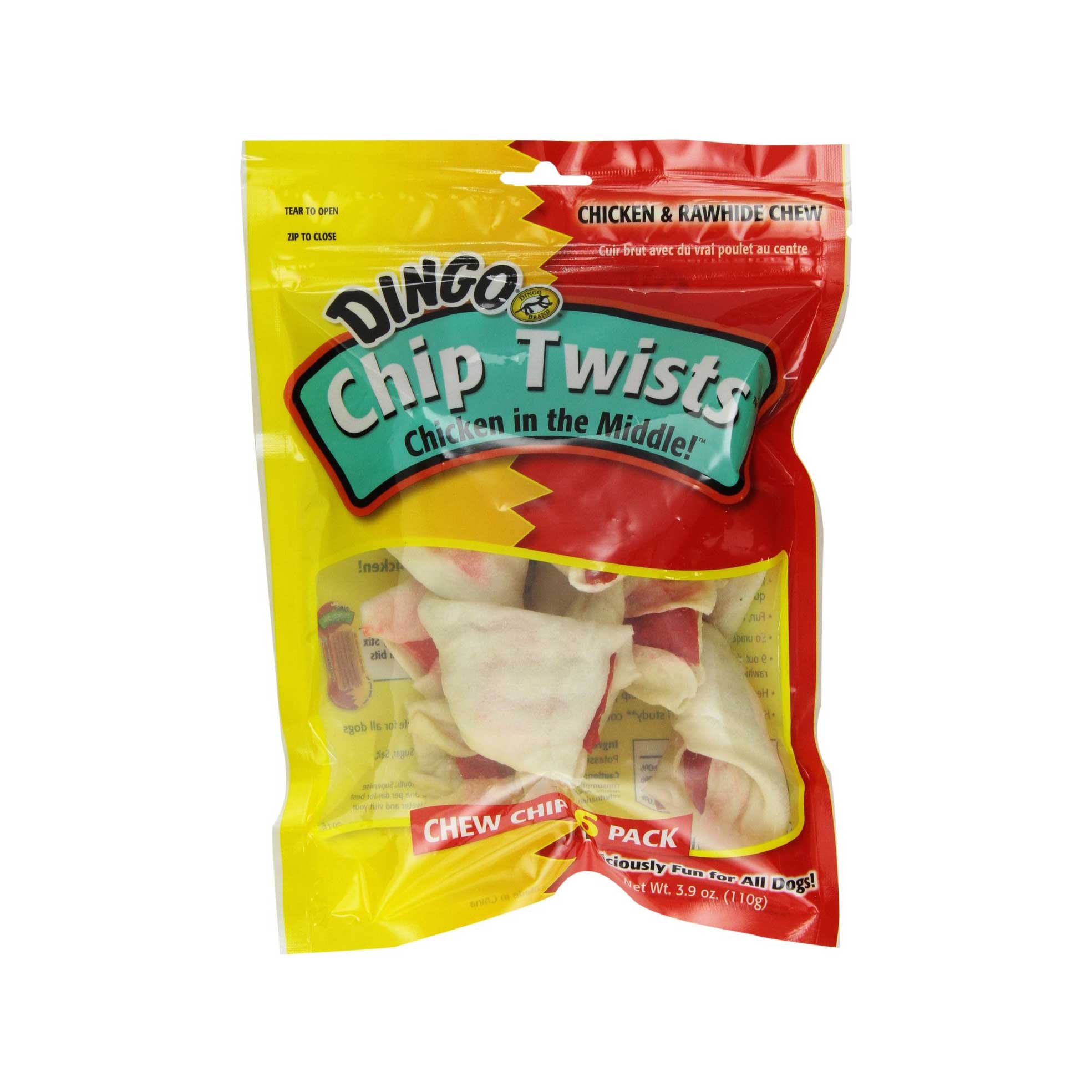 "Dingo Chip Twists Chicken & Rawhide Chews, 6-count"