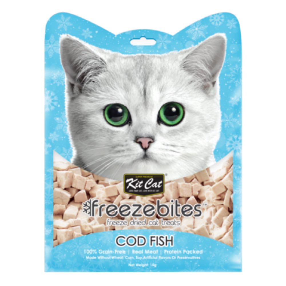 4 FOR $14: Kit Cat Freeze Bites Cod Fish Grain Free Cat Treats 15g