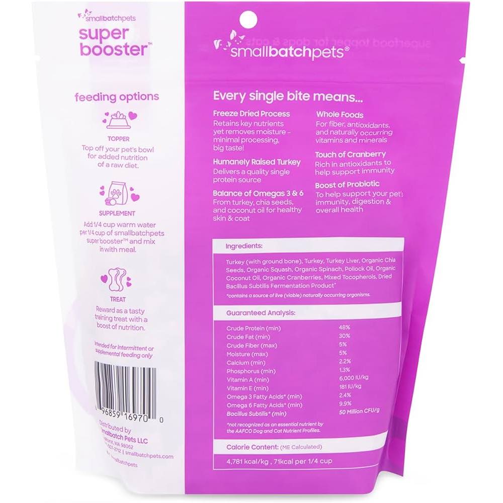 10% OFF (Exp 22Jan26): Smallbatch Super Booster Freeze Dried Turkey Bites Cat & Dog Treats 7oz