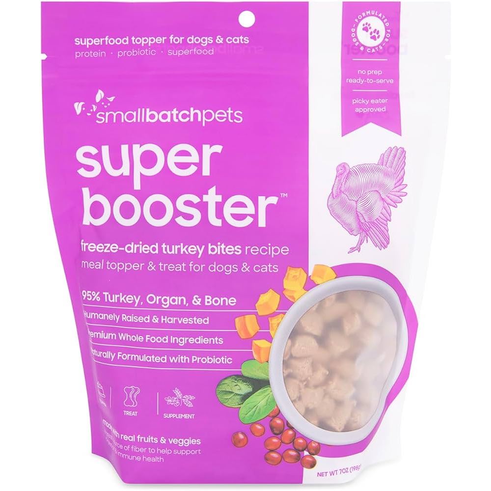 10% OFF (Exp 22Jan26): Smallbatch Super Booster Freeze Dried Turkey Bites Cat & Dog Treats 7oz